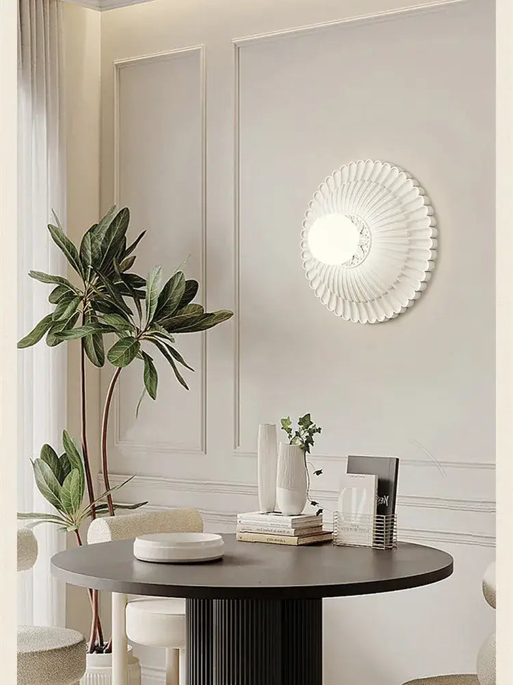 French cream petal wall lamp bedroom sconce