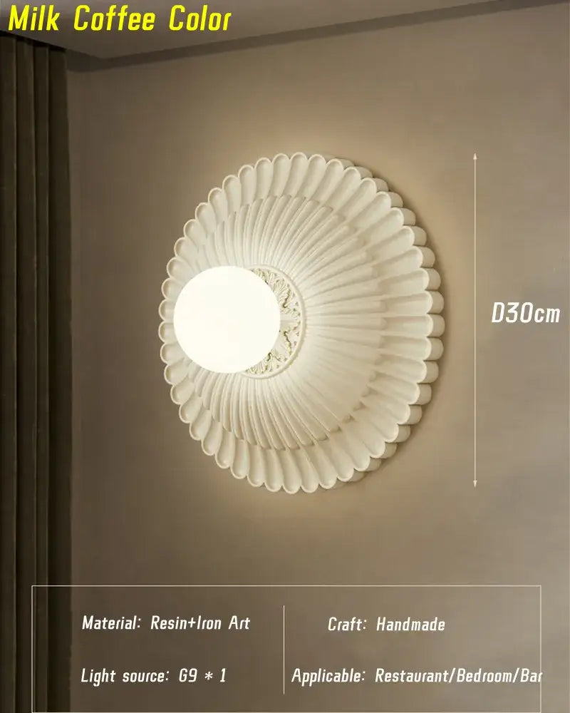 French cream petal wall lamp bedroom sconce