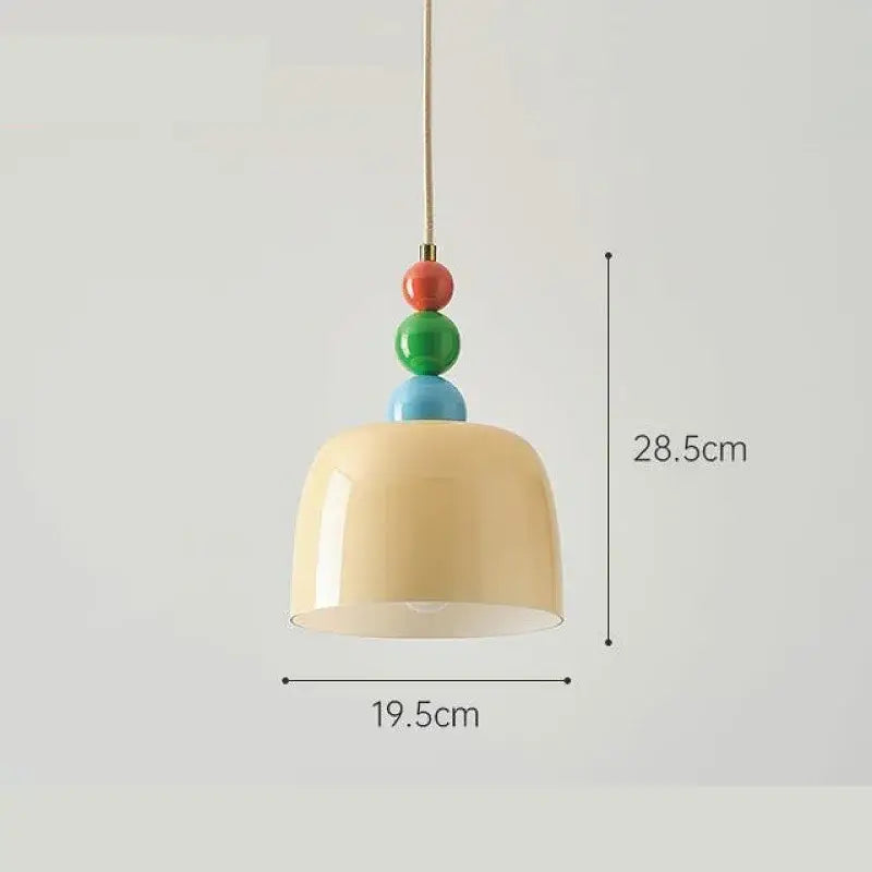 French cream style yellow ceramic pendant light bedroom chandelier