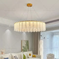French cream wind crystal chandelier – living room gold pendant light