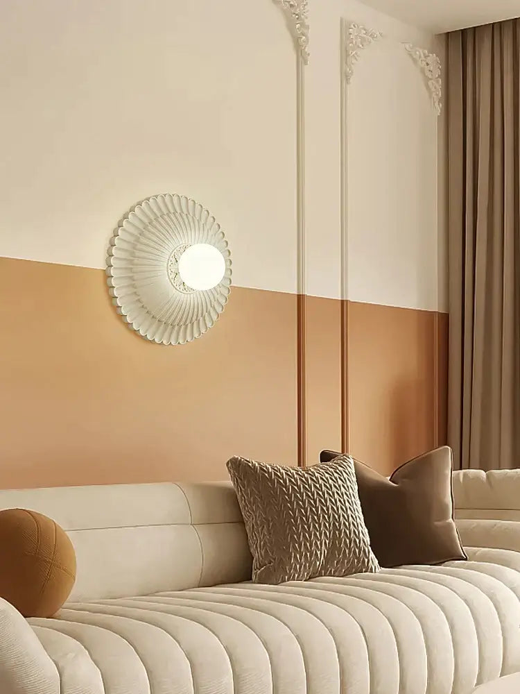 French cream wind sunburst wall lamp for bedroom decorbites french cream