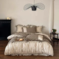 French floral washed cotton bedding set beige & brown bedroom ruffles