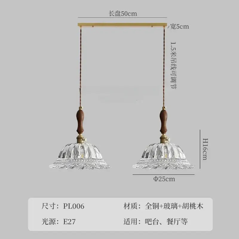 French ins walnut brass glass pendant lights kitchen island decorbites