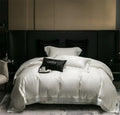 French lace edge white & silver bedding set bedroom duvet cover