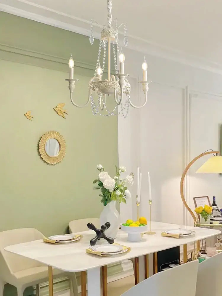 French light luxury white crystal chandelier living room lamp