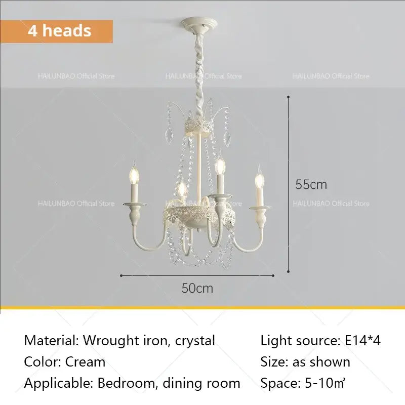 French light luxury white crystal chandelier living room lamp