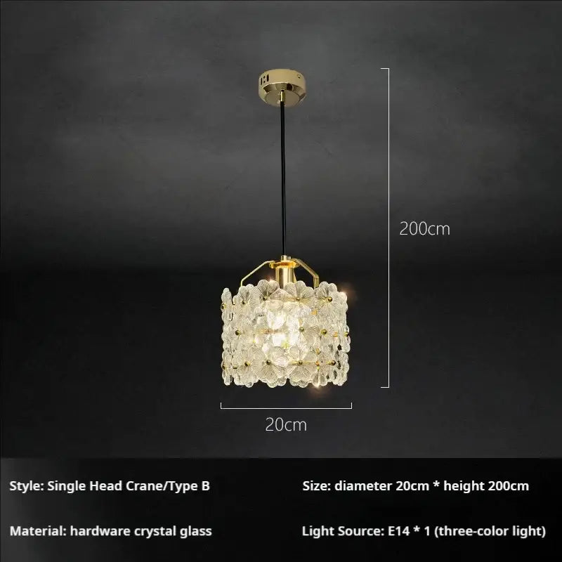French light luxury white flower glass chandelier bedroom pendant light