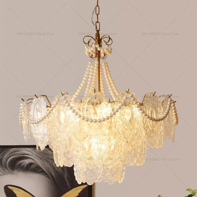 French luxury decorbites cream crystal chandelier living room light