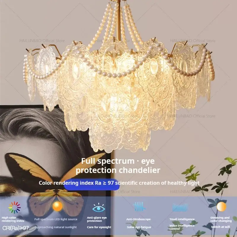 French luxury decorbites cream crystal chandelier living room light