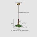 French minimalist green glass copper wood pendant lamp dining room