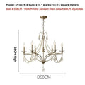 French retro pearl crystal chandelier antique brass dining room
