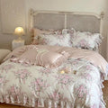 French rose lace pink & white bedding set – bedroom ruffles