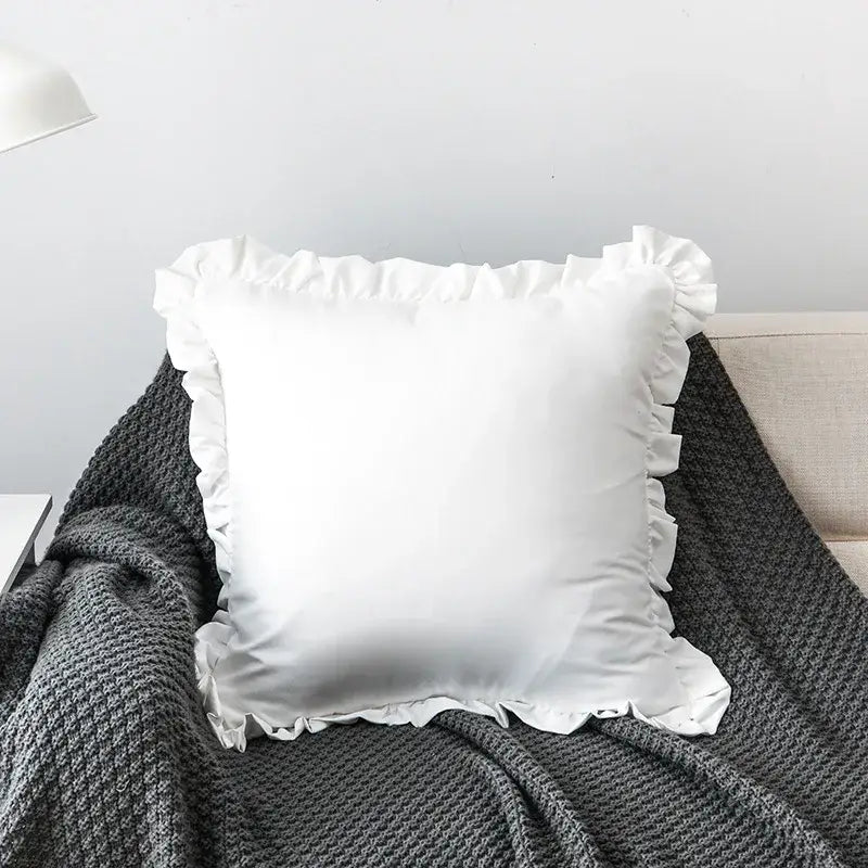 French ruffle pillow case white cotton bedroom decor