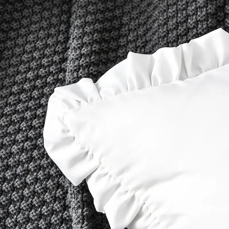 French ruffle pillow case white cotton bedroom decor