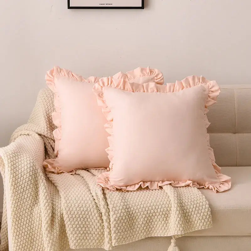 French ruffle pillow case white cotton bedroom decor