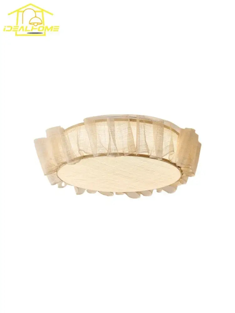 French ruffled beige cream wind led ceiling light for bedroom