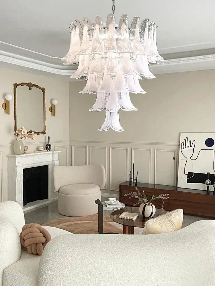 French style glass chandelier cascading white light for living room