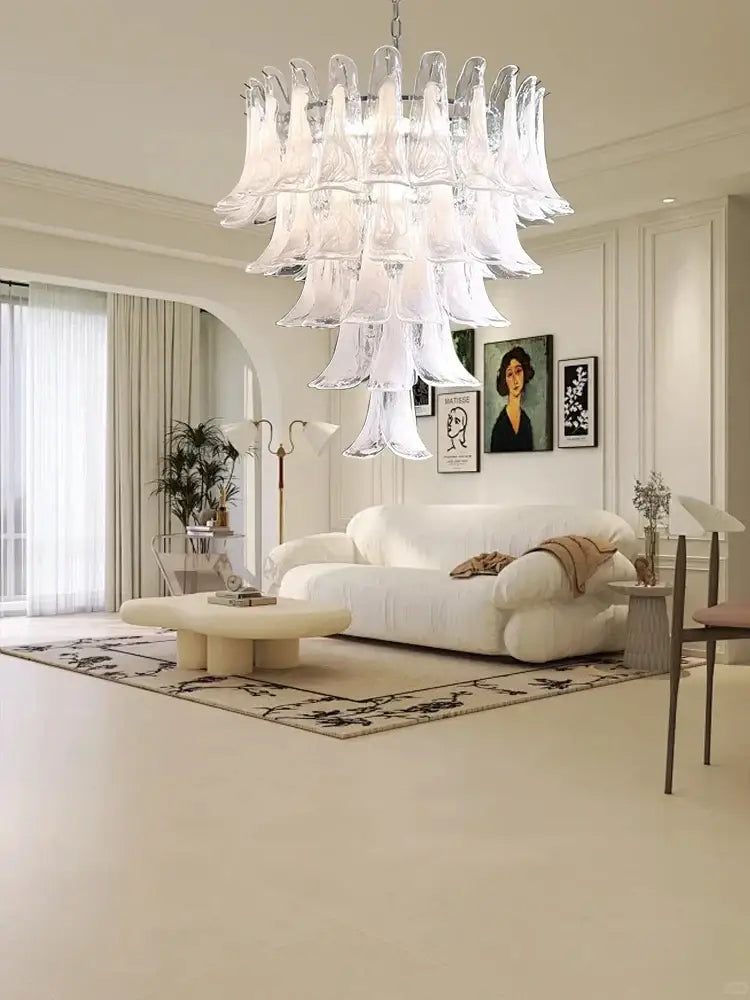 French style glass chandelier cascading white light for living room