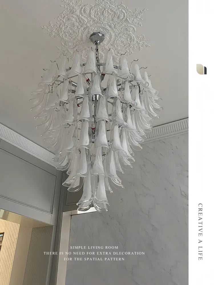 French style glass chandelier cascading white light for living room