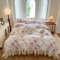 French vintage lace floral bedding set bedroom quilt cover