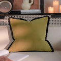 French vintage magnolia embroidered olive green velvet pillow bedroom