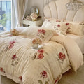 French vintage rose cream egyptian cotton bedding set bedroom