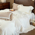 French vintage white double layer crinkle yarn bedding set bedroom