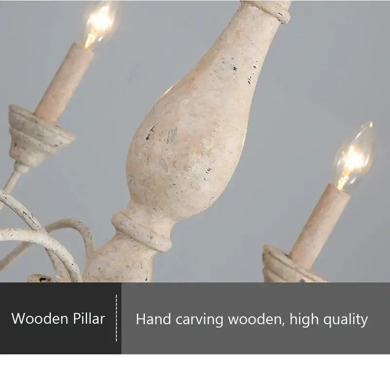 French vintage wooden chandelier dining room candle light