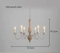 French vintage wooden chandelier dining room six light antique rust