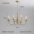 French vintage wooden chandelier off-white dining room pendant light