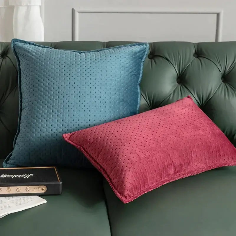 Fringed velvet cushion cover – living room quilted pillow