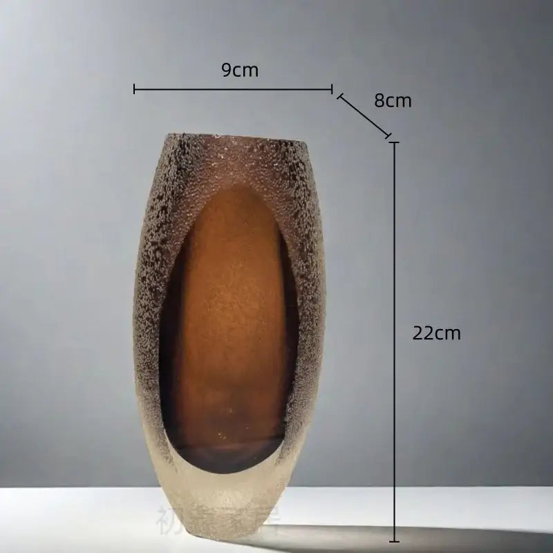 Frosted glass vase amber textured trio living room decor