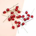 Frosted red foam cherry artificial fruits dining room decor set