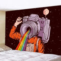 Futuristic astronaut tapestry wall hanging orange bedroom decor