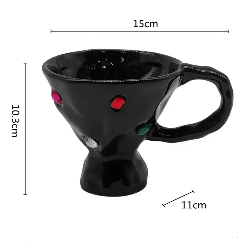 Gemstone setting ceramic breakfast mug 3-pack kitchen decor