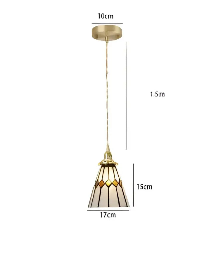 Geometric amber & cream glass pendant light for dining room