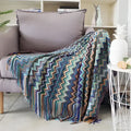 Geometric aztec baja blanket mustard & blue living room throw