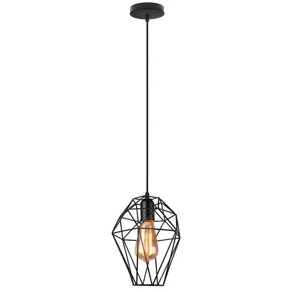 Geometric black birdcage diamond ceiling pendant light living room