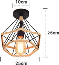 Geometric black diamond cage iron pendant light dining room rope detail