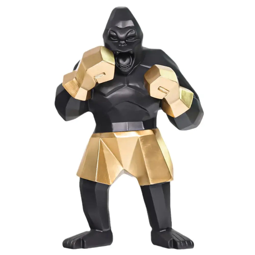 Geometric black & gold king kong gorilla sculpture office desk decor