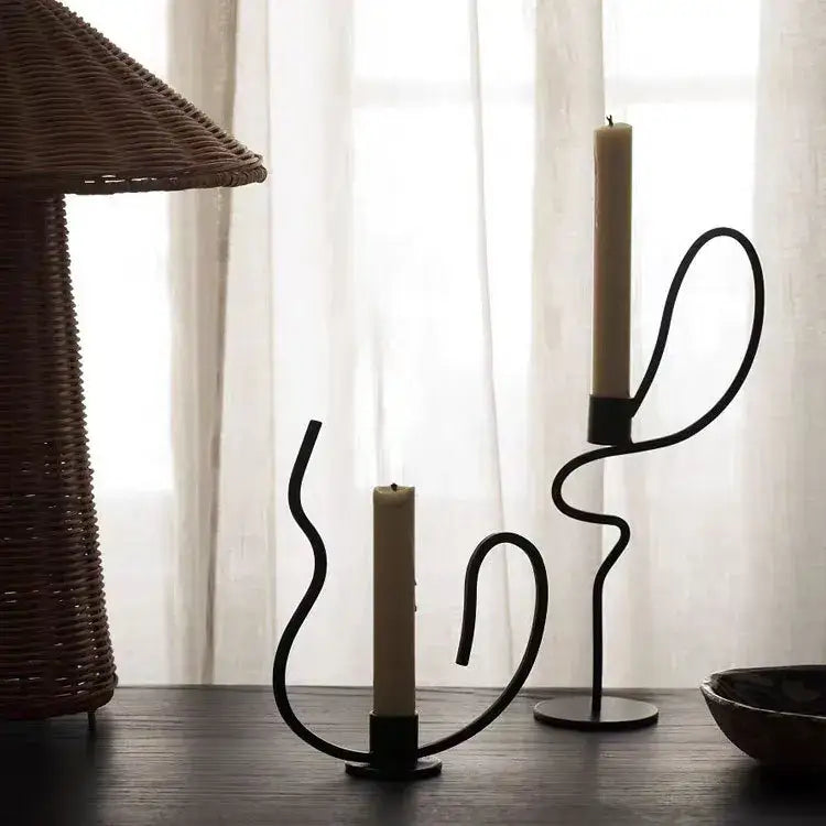 Geometric black metal candlestick candelabrum dining room centerpiece