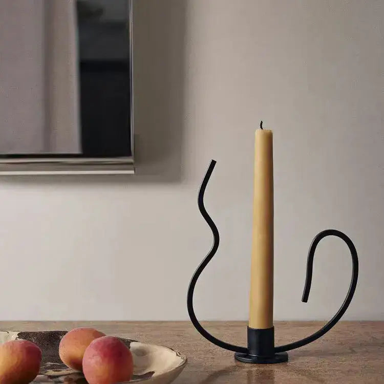 Geometric black metal candlestick candelabrum dining room centerpiece