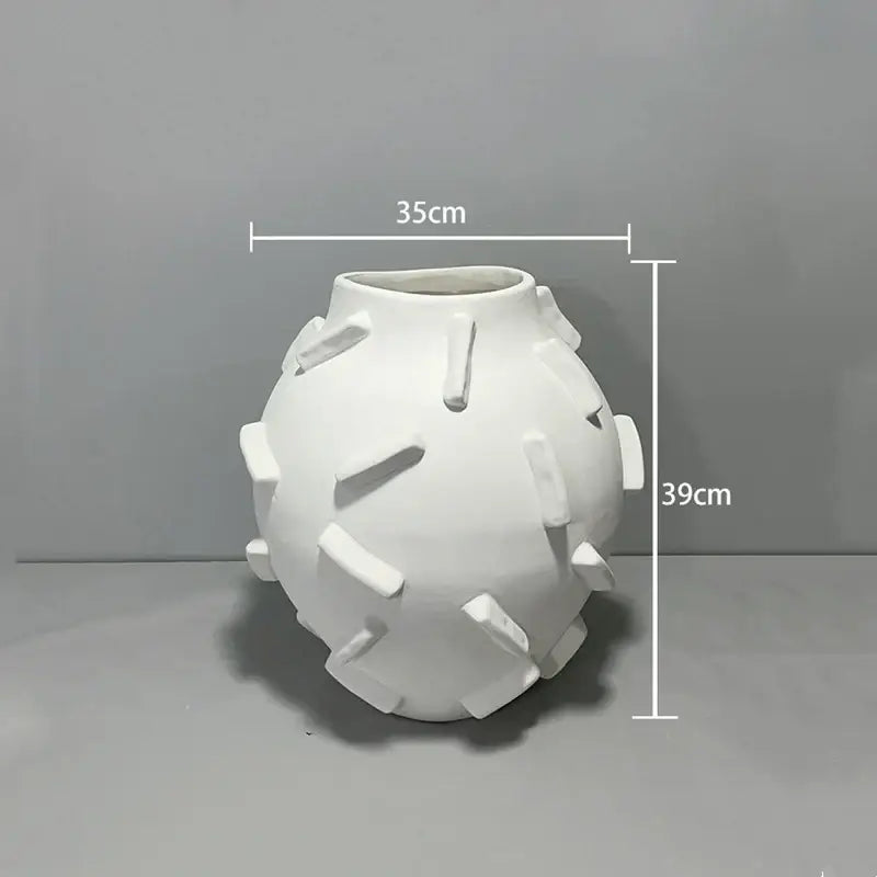 Geometric block ceramic vase green & beige living room decor