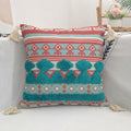 Geometric bohemian pillow case mustard yellow tassels living room