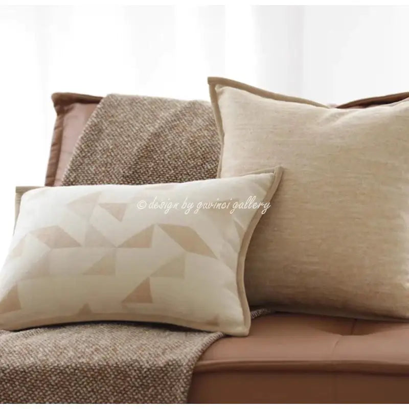 Geometric brown leather splicing throw pillow cover living room decor