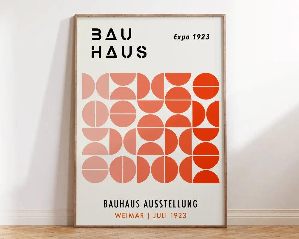 Mid century bauhaus orange & red geometric canvas prints living room