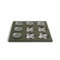 Geometric checkerboard dark green leather and acrylic coaster set living room decor
