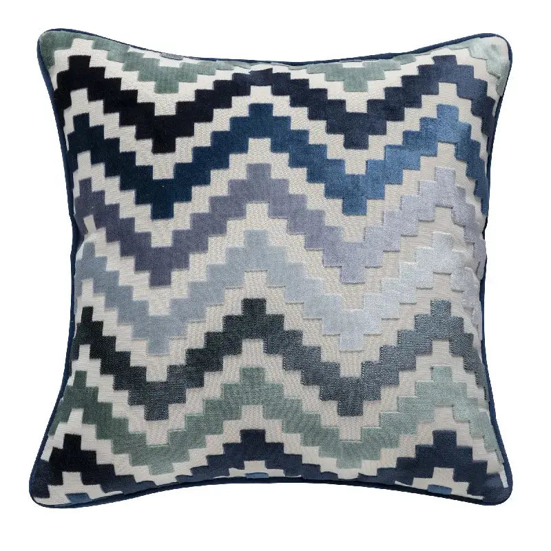 Geometric chenille flocking cushion cover grey & beige living room