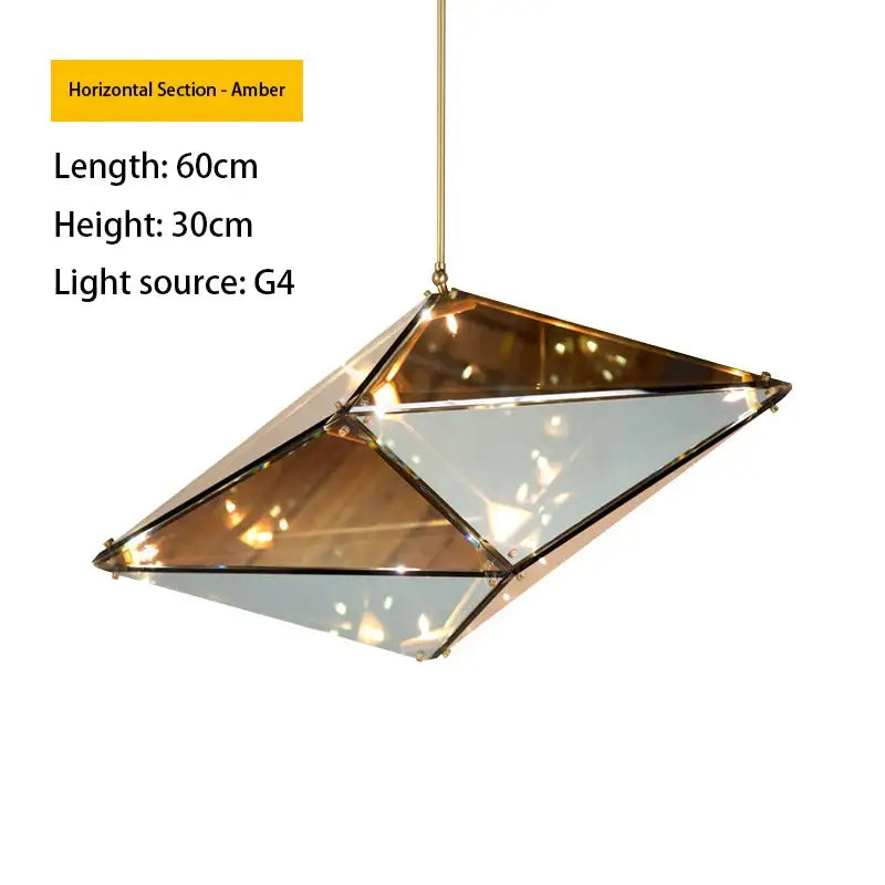 Geometric gold diamond glass led pendant lights dining room
