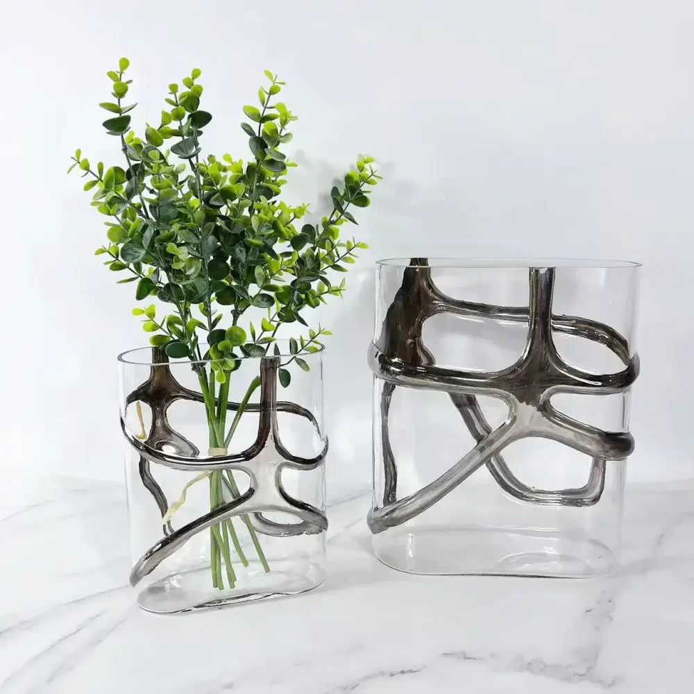 Geometric gold edged glass vase living room abstract decor